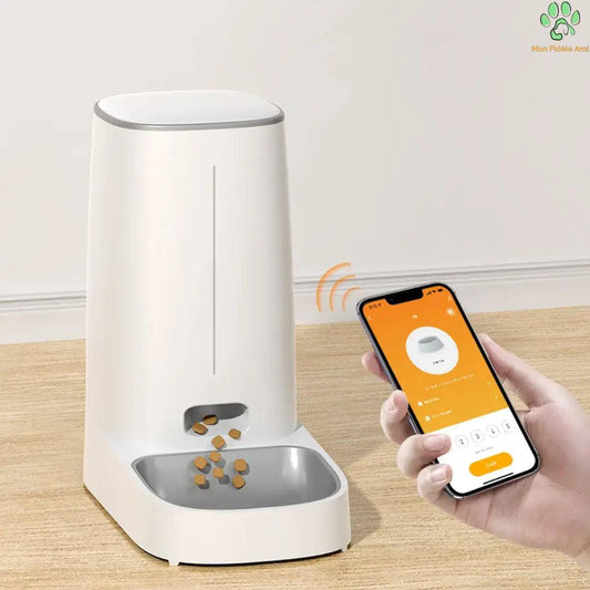 Distributeur Automatique Connecté Haut de Gamme pour Chats et Chiens - Contrôle via APP et Alarmes de Manque de Nourriture - Mon Fidèle Ami